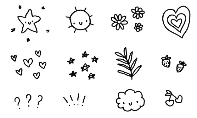 Vector doodles branch, nature collection isolated line set. hand drawn vector illustrations.