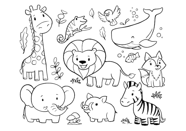 doodles dieren kleurplaat