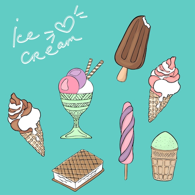 다채로운 낙서 아이스크림