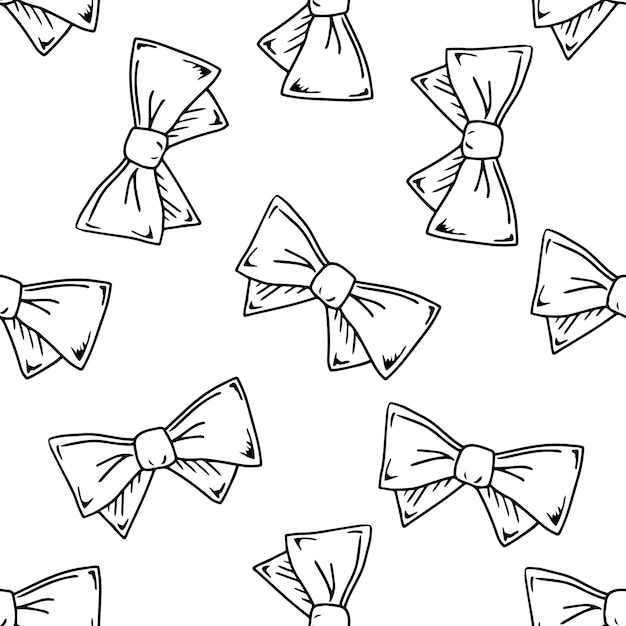 Doodlestyle seamless pattern of bow Festive concept Hand drawn vector outline sketch