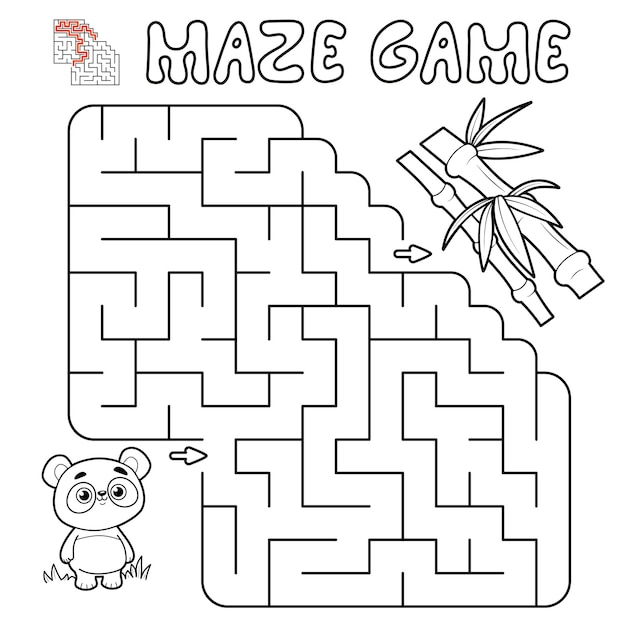 Eed Vervolg spellen Doolhof puzzelspel voor kinderen. overzicht doolhof of labyrint spel met  panda. illustraties | Premium Vector