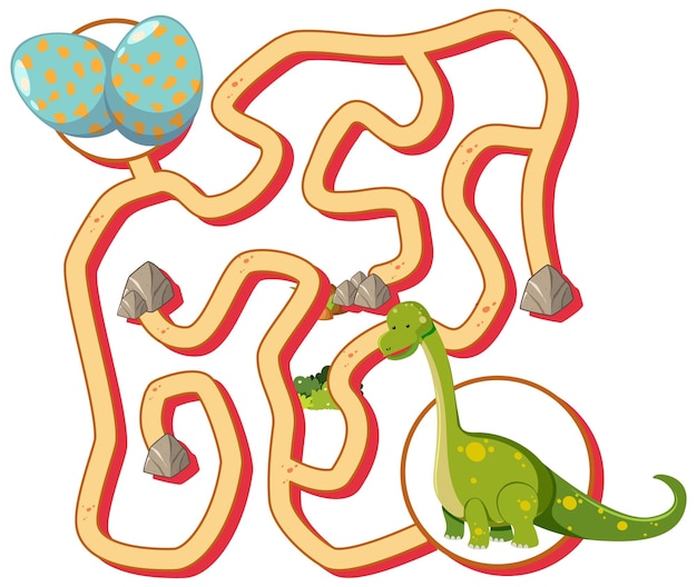 Doolhofspelsjabloon in dinosaurusthema voor kinderen