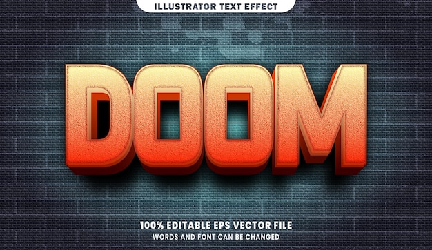 Vector doom 3d editable text style effect