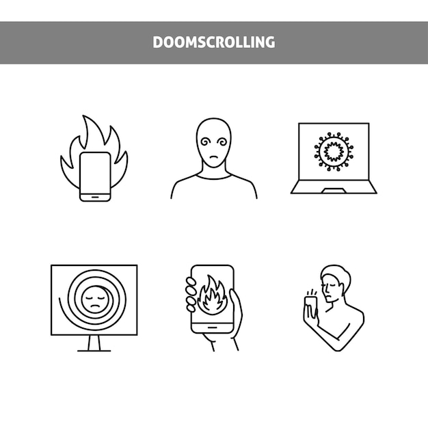 Doomscrolling 아이콘 세트