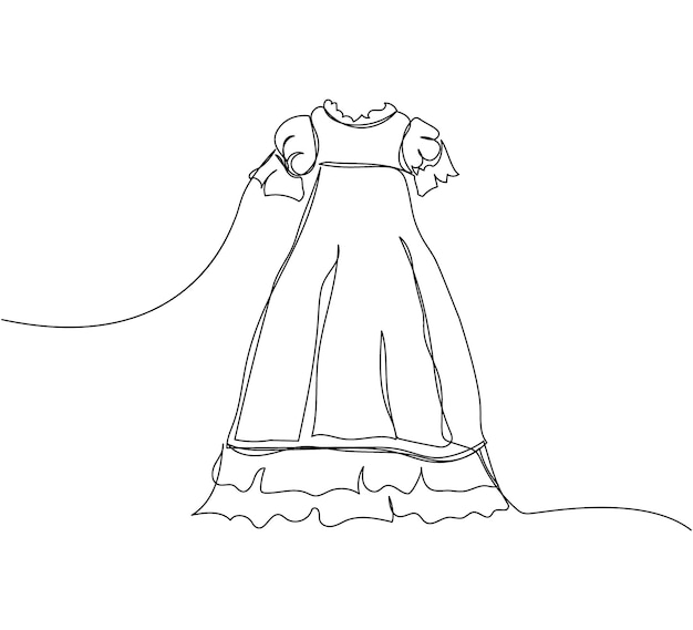 Doopjurk one line art Doorlopende lijntekening van kinderkleding voor meisjes uit de kindertijd