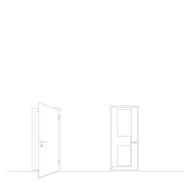 Door closed one line drawing sketch