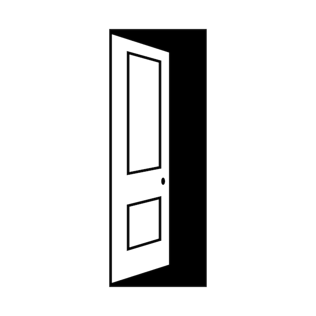Вектор Икона двери открытый силуэт двери в дом изолирован на белом фоне