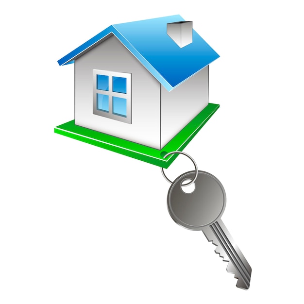 Ключ от двери и дизайн дома для строительства и продажи
