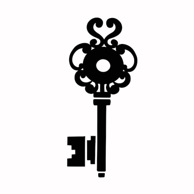 Силуэт дверного ключа черный ретро защитный вектор иллюстрация eps10