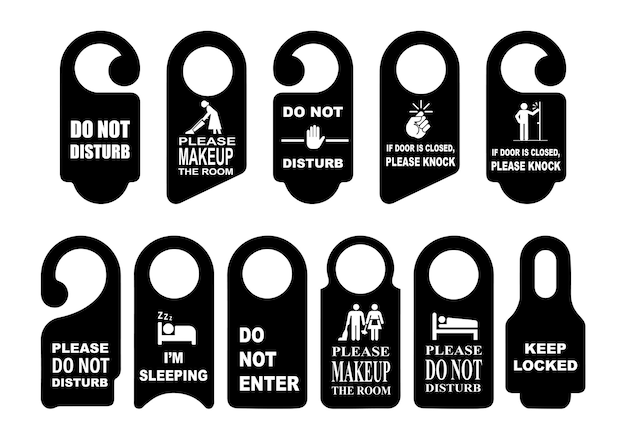 Vector door knob do not disturb sign tag