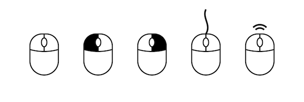 Door op de muis te klikken, worden icoontjes ingesteld in lineaire en silhouet stijl, vectoriconen