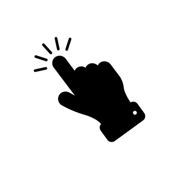 Door op het vingerpictogram te klikken, wijst de hand naar de vector, klikt de wijzer, klikt het pijlpictogram van de cursor, klikt u op een computermuis.