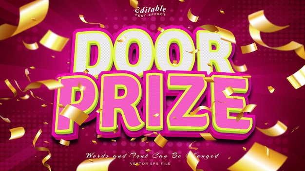 Door prize editable text effect 3d style