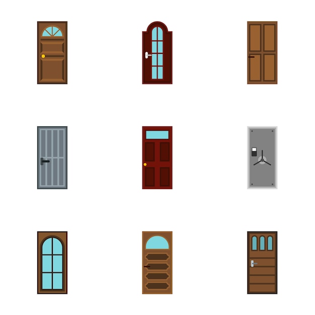 Vector door set, flat style