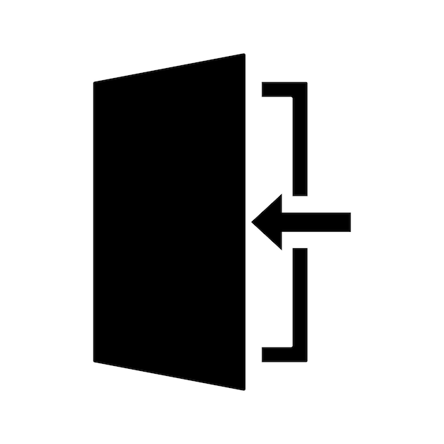 Vector door silhouette. open door sign. exit with arrow symbol.