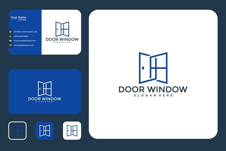 Vector door window logo design and business card