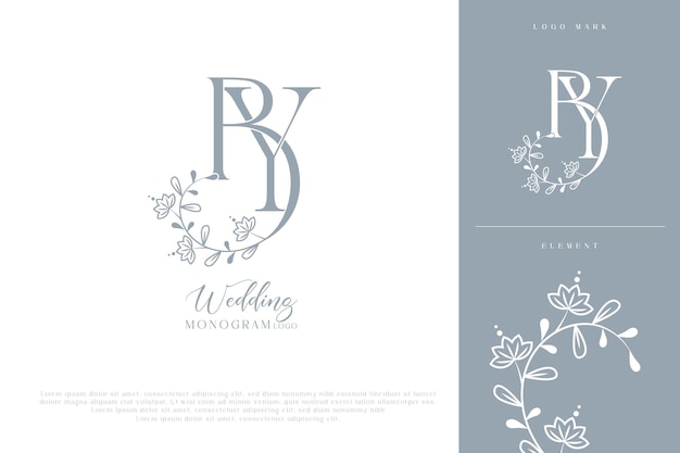 door yb bruiloft aanvankelijk monogram logo