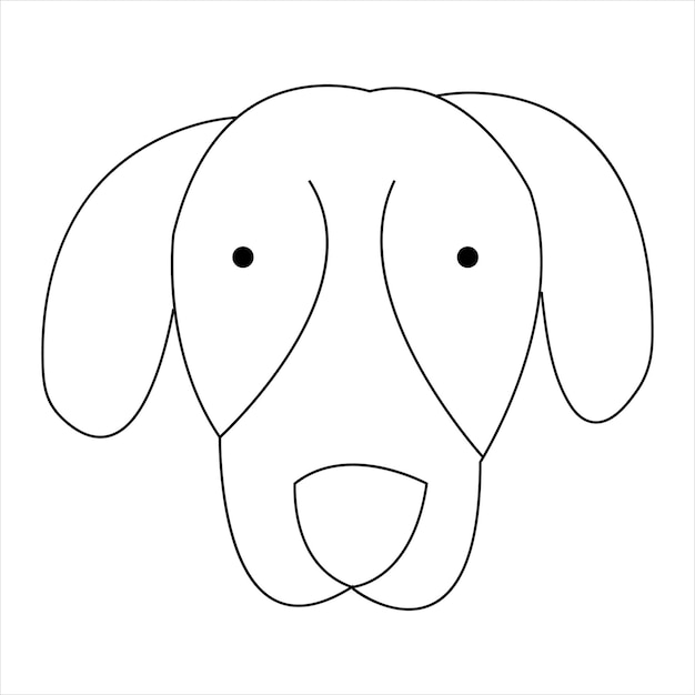 Doorlopende één lijn hond huisdier kunst tekening en hond icoon eenvoudige silhouet omtrek vector illustratie