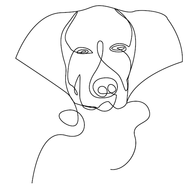 Doorlopende één lijn hond huisdier overzicht vector kunst tekening