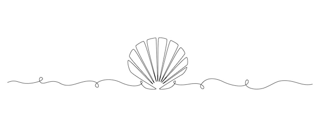 Doorlopende één lijntekening van open oesterschelp Seashell symbool en banner van beauty spa en wellness salon in eenvoudige lineaire stijl Bewerkbare slag Overzicht Vector illustratie