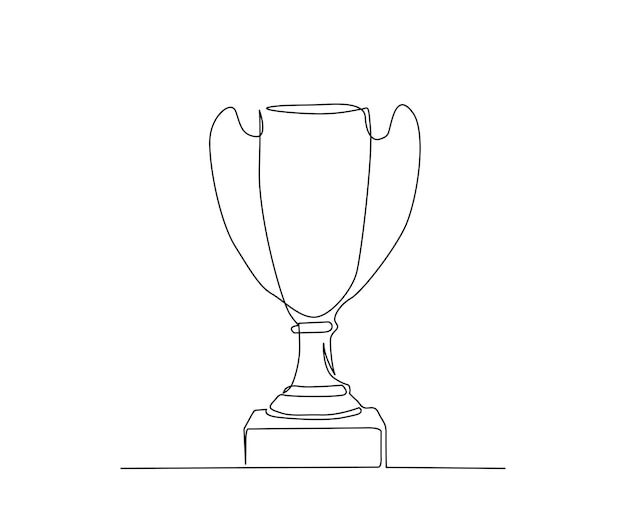 Doorlopende één lijntekening van trofee beker award winnaar prestatie trofee handgetekende vectorillustratie