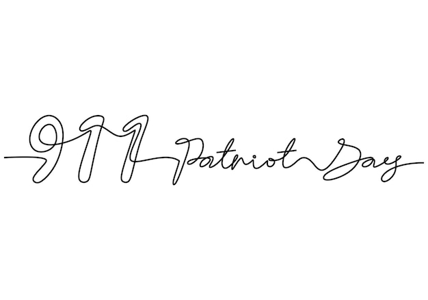 Doorlopende één regel van 911 patriot day letter word handgeschreven