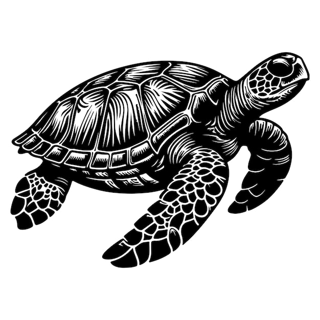 doorlopende een zwarte lijn handtekening schildpad zeedier doodle vector illustratie op wit