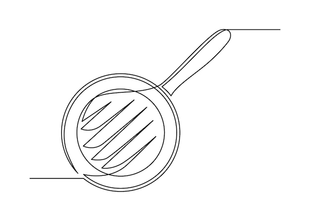 Doorlopende éénlijnstekening van een keukenpan