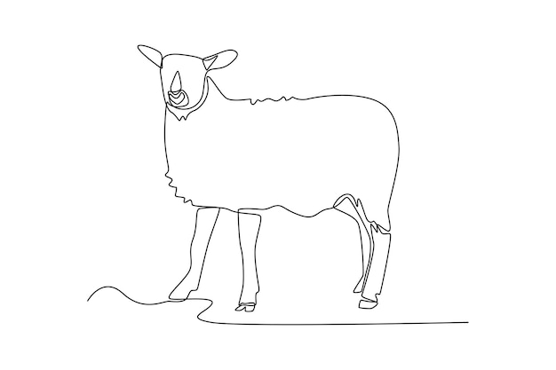 Doorlopende éénlijnstekening van foeragerende schapen Dierenconcept ontwerp met één lijntekening g