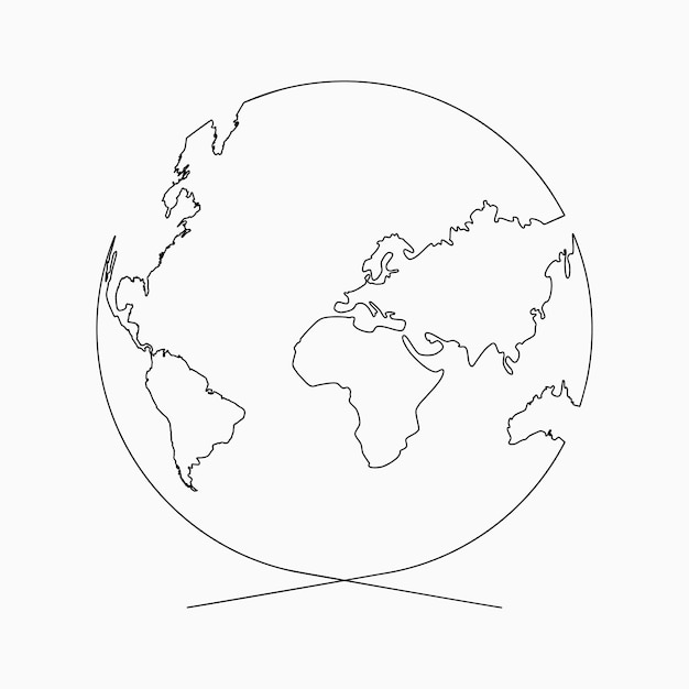 Doorlopende lijn globe Planet of Earth één lijntekening Handgetekende illustratie voor logo