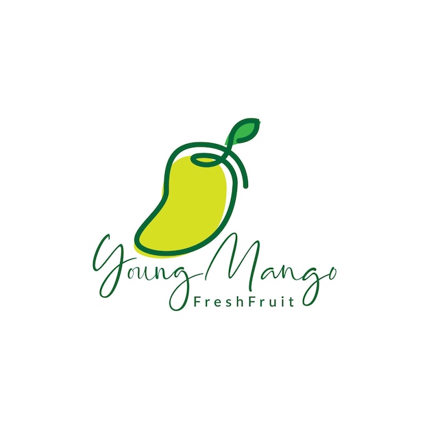 Doorlopende lijn groene mango logo symbool pictogram vector grafisch ontwerp illustratie idee creatief