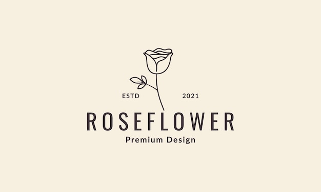 Doorlopende lijn hipster roos logo symbool vector pictogram illustratie grafisch ontwerp