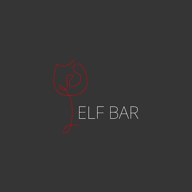 Doorlopende lijn Logo voor een bar Glascontourstijl met elfbar-letters Monoline