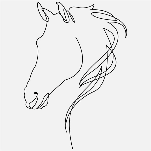 Doorlopende lijn met de hand tekenen vector illustratie paard kunst
