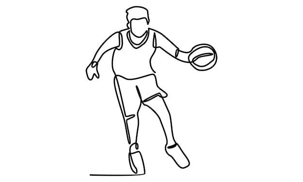Doorlopende lijn van illustratie van basketbalspeler