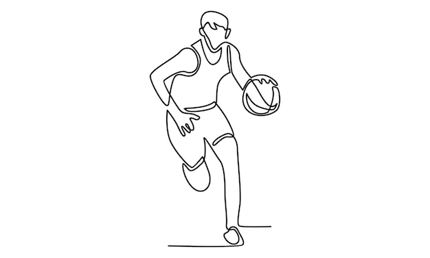 Doorlopende lijn van illustratie van basketbalspeler