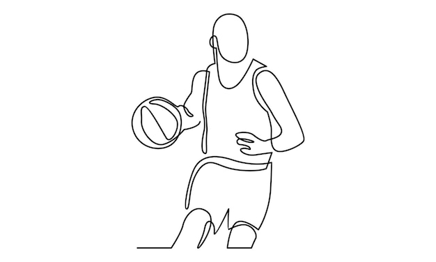 Vector doorlopende lijn van illustratie van basketbalspeler