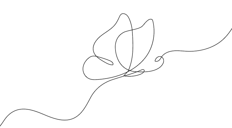 Vector doorlopende lijn vlinderkunst overzicht enkele vlinder hand getrokken schets element witte achtergrond