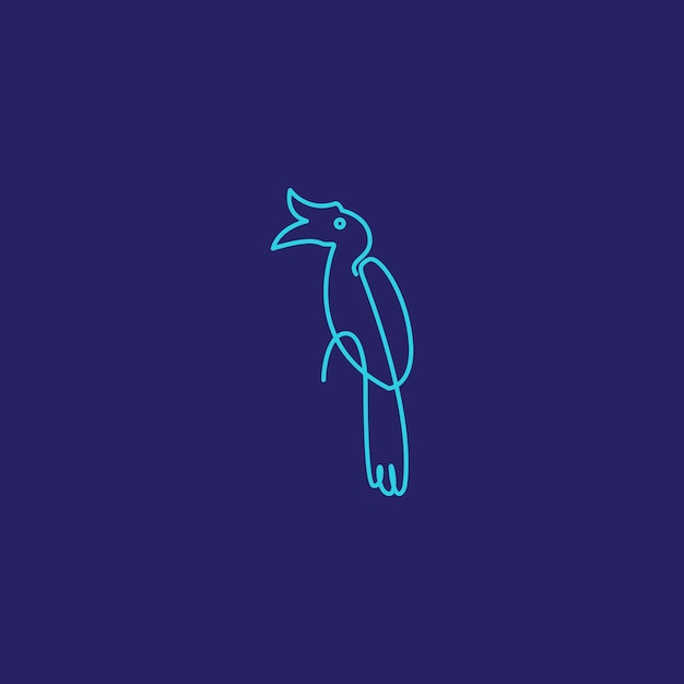 Doorlopende lijnen vogel neushoornvogel logo symbool pictogram vector grafisch ontwerp illustratie idee creatief