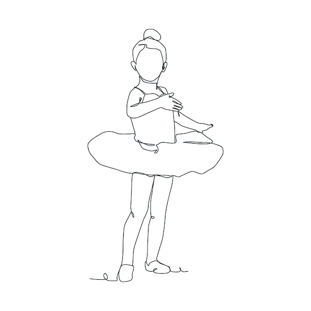 Doorlopende lijnillustratie van balletdanser