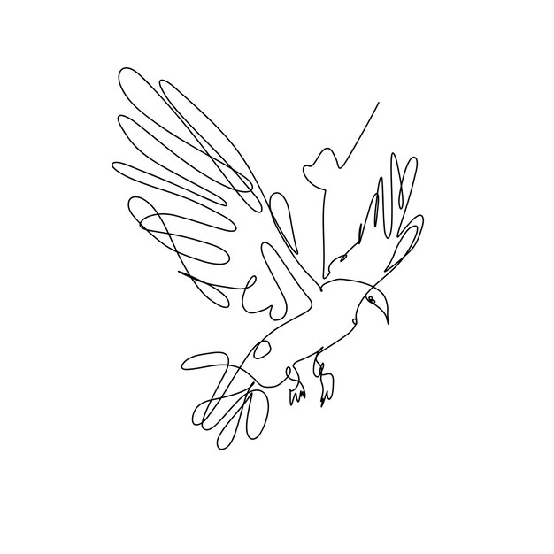Doorlopende lijnkunst Duif en Hand Symbool van Vrijheid en Vrede Illustratie