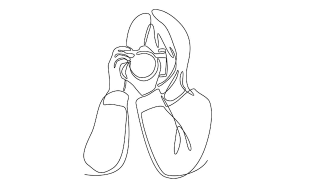 doorlopende lijnkunst van fotograaf vector illustratie