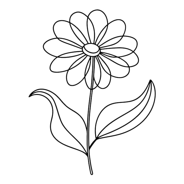 Doorlopende lijntekening bloemenontwerp kleurvectorillustratie