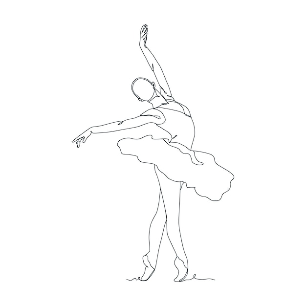 Vector doorlopende lijntekening illustratie van balletdanser