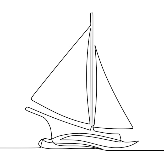 doorlopende lijntekening op boot