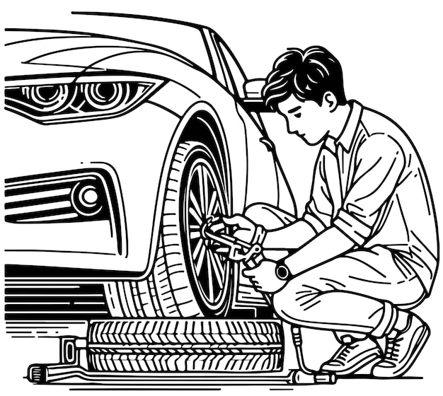 Vector doorlopende lijntekening van de auto