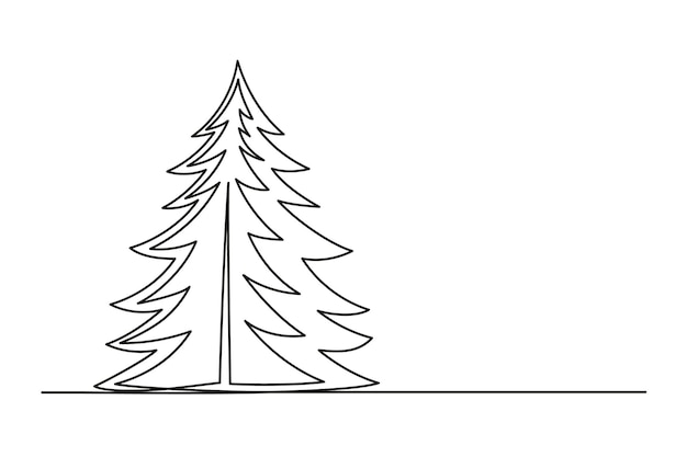 Doorlopende lijntekening van de kerstboom