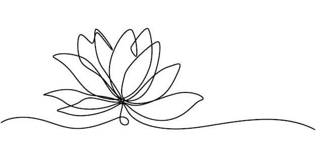 Doorlopende lijntekening van de lotusbloem Eén lijnteekening achtergrond Lotos doorlopende lijntje