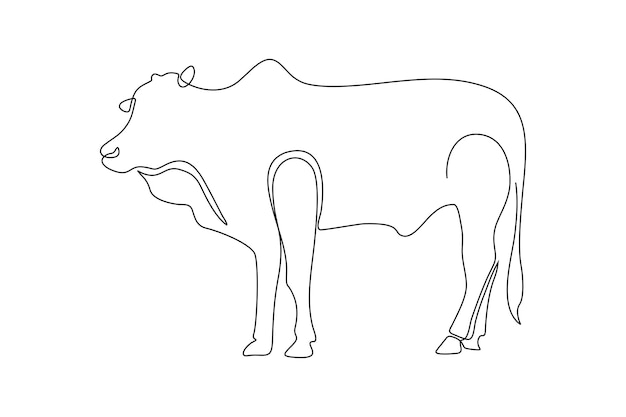 doorlopende lijntekening van een koe
