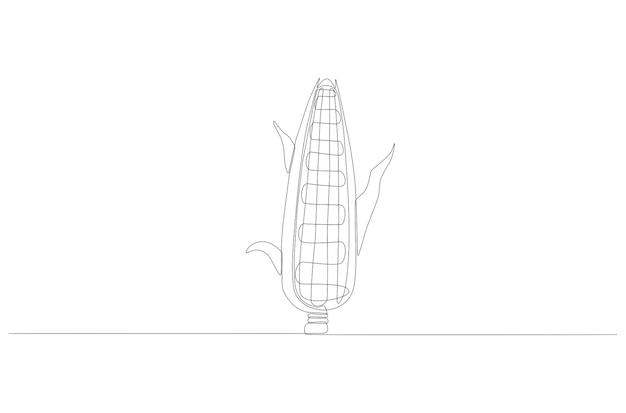 Doorlopende lijntekening van een maïs vectorillustratie premium vector